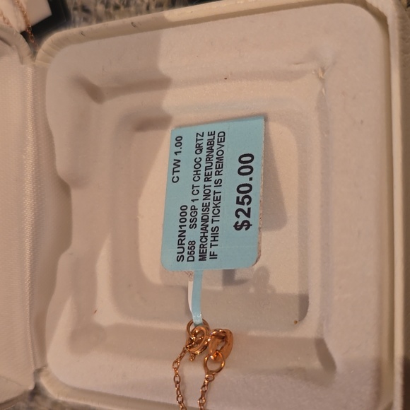 BELK STERLING SILVER CHOCOLATE QUARTZ PENDANT - Picture 8 of 8